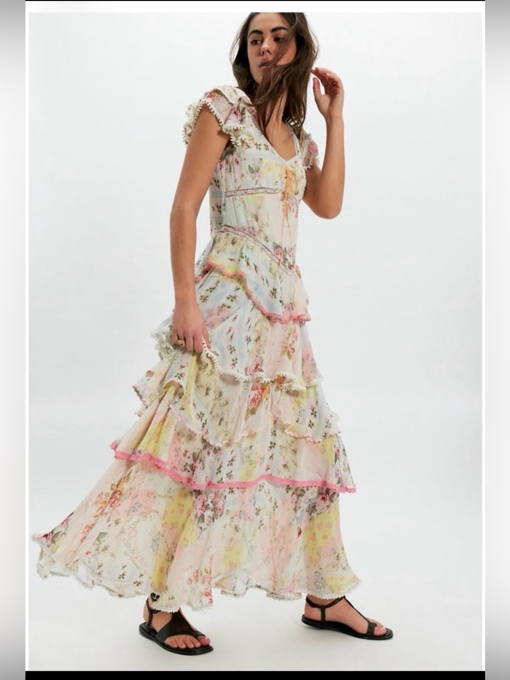 Free People NWT  XS Feme Romantic Fairytale Midi/Maxi Dress Love You Bunches